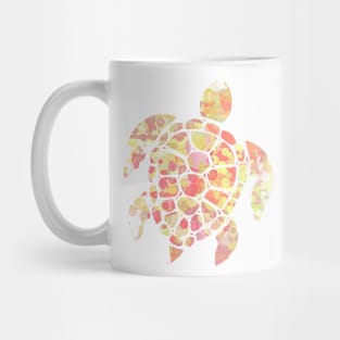 Sea Turtle Design in Yellow and Coral Paint Drops Pattern Mug